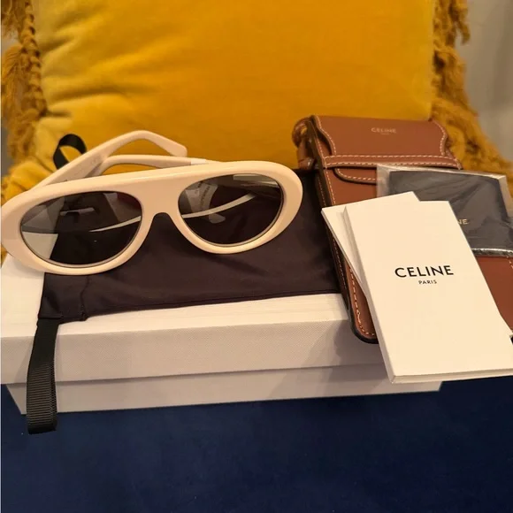 Celine Cream Oval Sunglasses - Picture 2 of 5